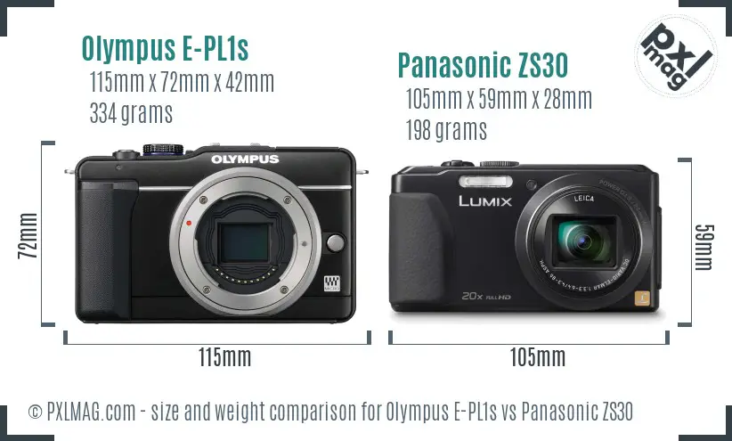 Olympus E-PL1s vs Panasonic ZS30 size comparison