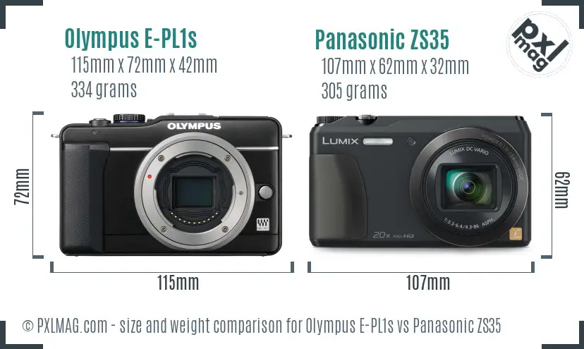 Olympus E-PL1s vs Panasonic ZS35 size comparison