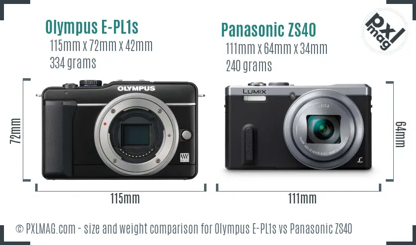 Olympus E-PL1s vs Panasonic ZS40 size comparison
