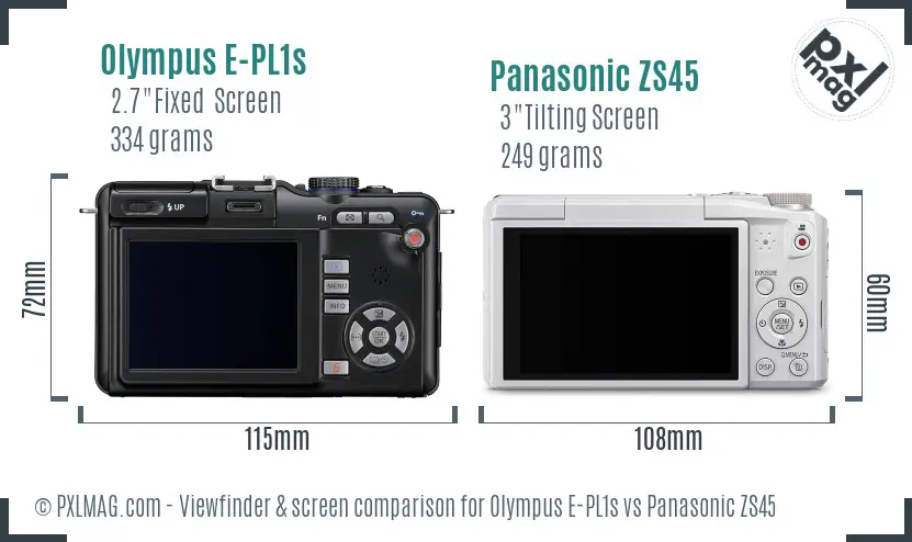 Olympus E-PL1s vs Panasonic ZS45 Screen and Viewfinder comparison
