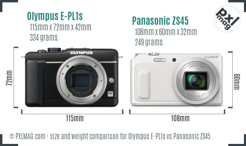 Olympus E-PL1s vs Panasonic ZS45 size comparison