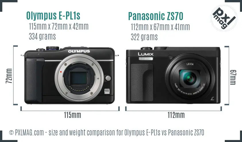 Olympus E-PL1s vs Panasonic ZS70 size comparison