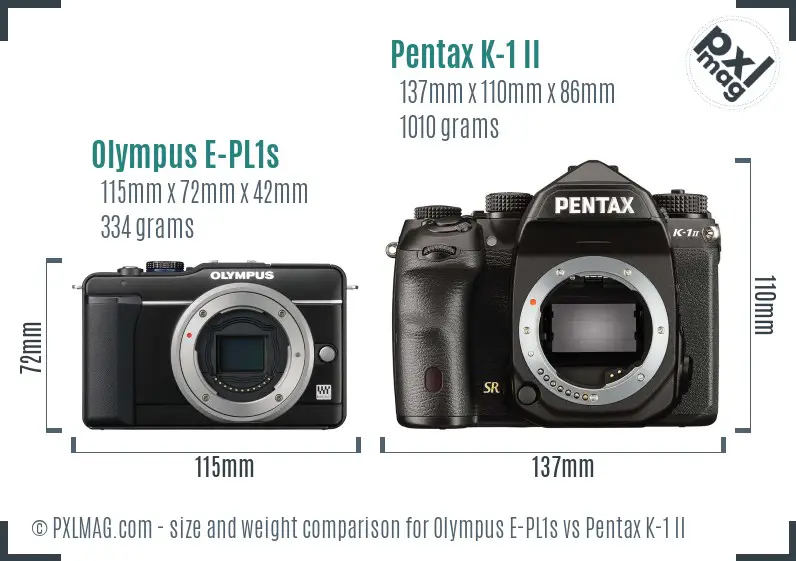 Olympus E-PL1s vs Pentax K-1 II size comparison