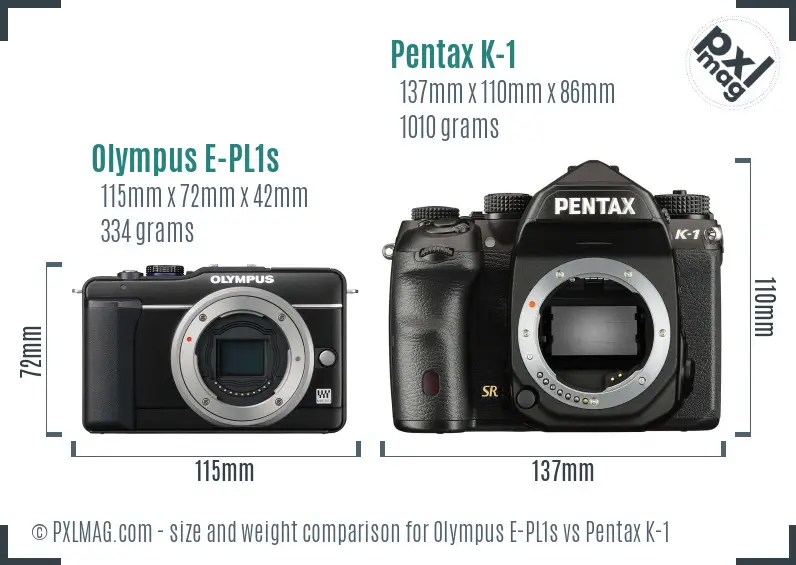 Olympus E-PL1s vs Pentax K-1 size comparison