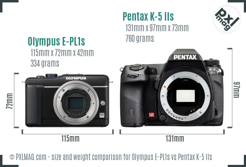 Olympus E-PL1s vs Pentax K-5 IIs size comparison