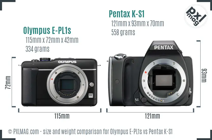 Olympus E-PL1s vs Pentax K-S1 size comparison