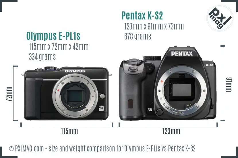 Olympus E-PL1s vs Pentax K-S2 size comparison
