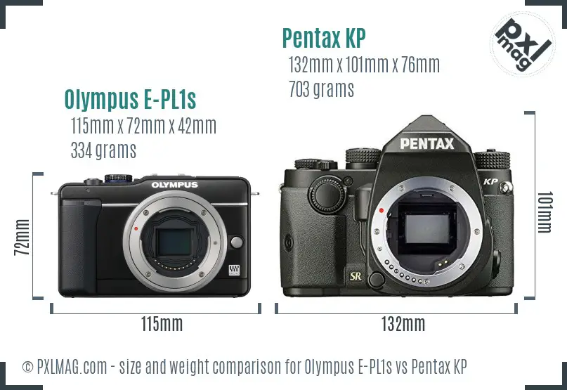 Olympus E-PL1s vs Pentax KP size comparison