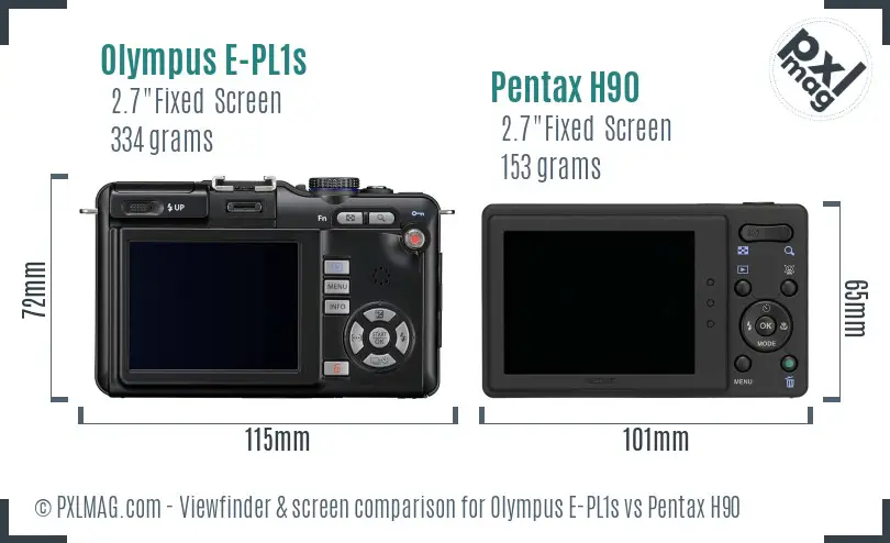 Olympus E-PL1s vs Pentax H90 Screen and Viewfinder comparison