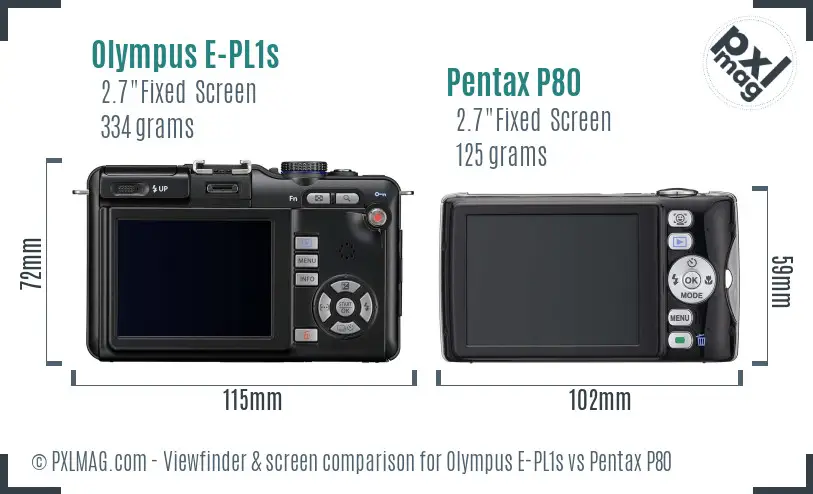 Olympus E-PL1s vs Pentax P80 Screen and Viewfinder comparison