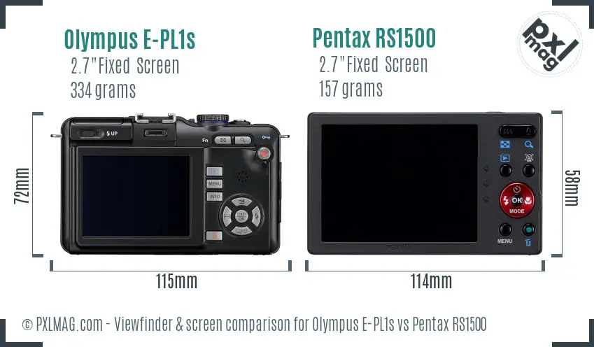 Olympus E-PL1s vs Pentax RS1500 Screen and Viewfinder comparison
