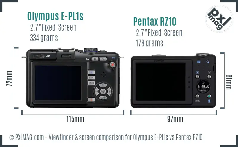 Olympus E-PL1s vs Pentax RZ10 Screen and Viewfinder comparison