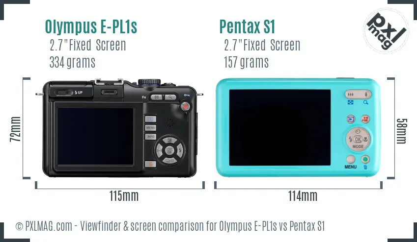 Olympus E-PL1s vs Pentax S1 Screen and Viewfinder comparison