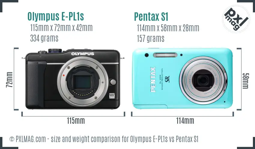 Olympus E-PL1s vs Pentax S1 size comparison