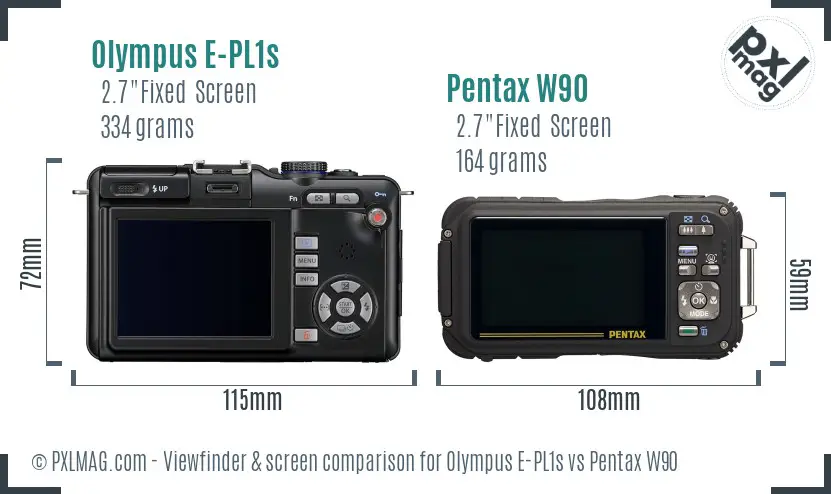 Olympus E-PL1s vs Pentax W90 Screen and Viewfinder comparison
