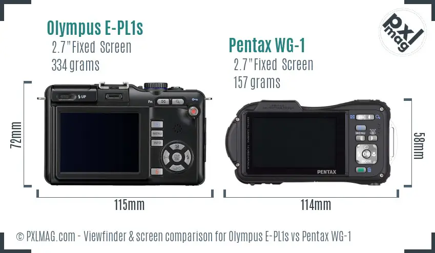Olympus E-PL1s vs Pentax WG-1 Screen and Viewfinder comparison