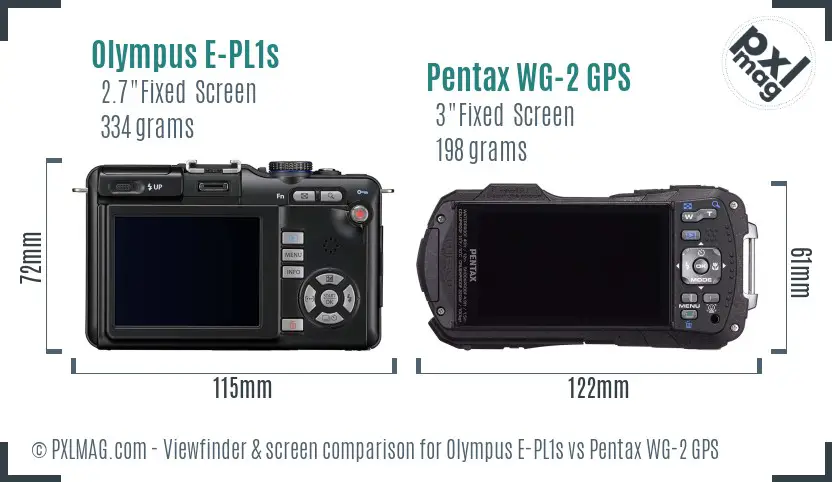 Olympus E-PL1s vs Pentax WG-2 GPS Screen and Viewfinder comparison