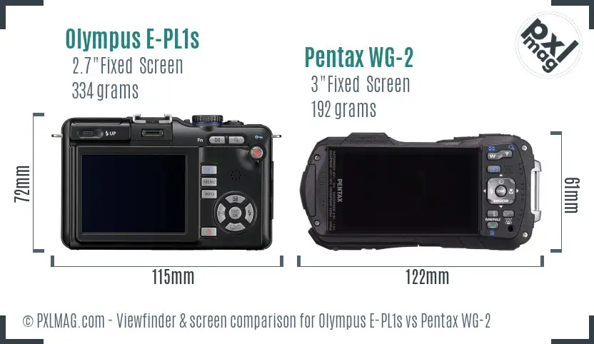 Olympus E-PL1s vs Pentax WG-2 Screen and Viewfinder comparison