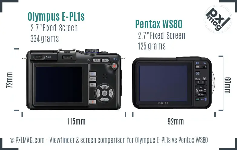 Olympus E-PL1s vs Pentax WS80 Screen and Viewfinder comparison