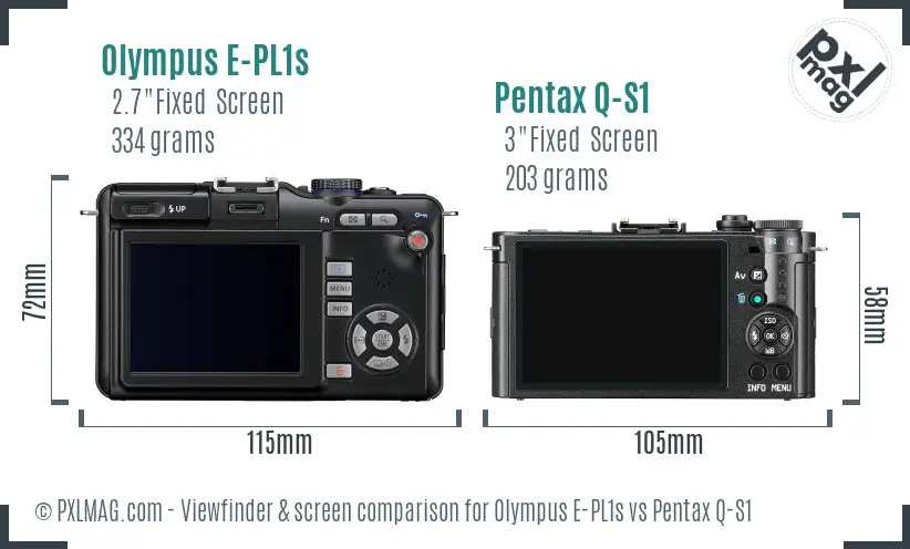Olympus E-PL1s vs Pentax Q-S1 Screen and Viewfinder comparison