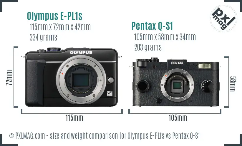 Olympus E-PL1s vs Pentax Q-S1 size comparison