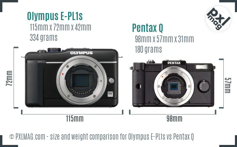 Olympus E-PL1s vs Pentax Q size comparison