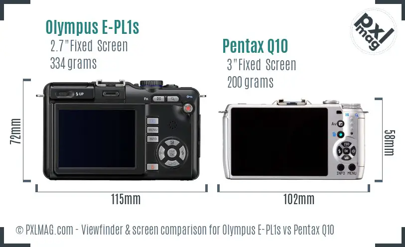 Olympus E-PL1s vs Pentax Q10 Screen and Viewfinder comparison