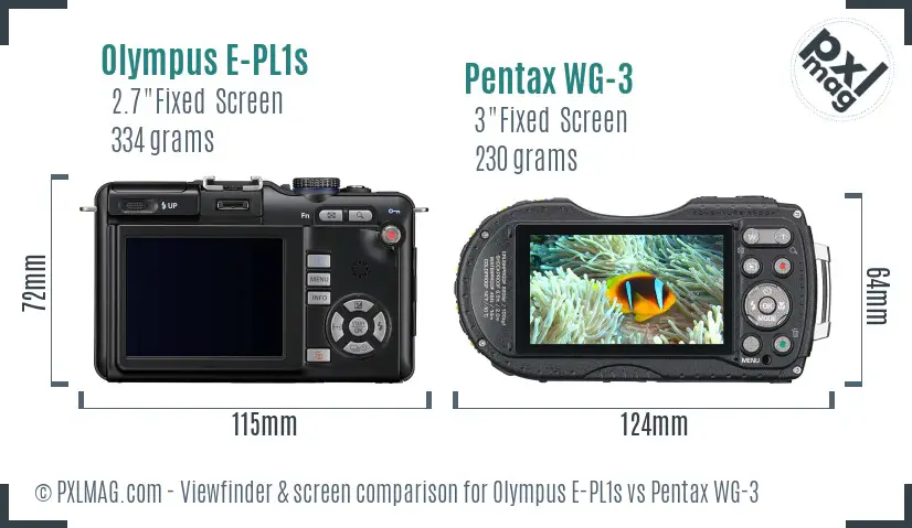 Olympus E-PL1s vs Pentax WG-3 Screen and Viewfinder comparison Olympus E-PL1s vs Pentax WG-3 Screen and Viewfinder comparison