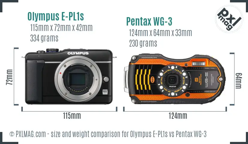 Olympus E-PL1s vs Pentax WG-3 size comparison Olympus E-PL1s vs Pentax WG-3 size comparison