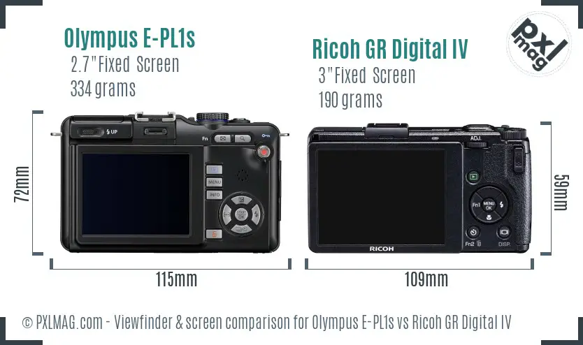 Olympus E-PL1s vs Ricoh GR Digital IV Screen and Viewfinder comparison Olympus E-PL1s vs Ricoh GR Digital IV Screen and Viewfinder comparison