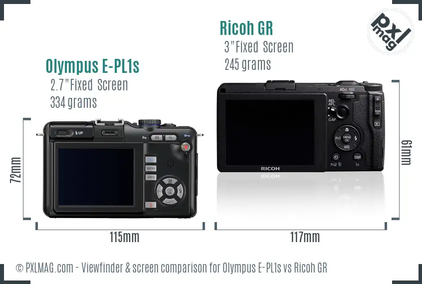 Olympus E-PL1s vs Ricoh GR Screen and Viewfinder comparison Olympus E-PL1s vs Ricoh GR Screen and Viewfinder comparison
