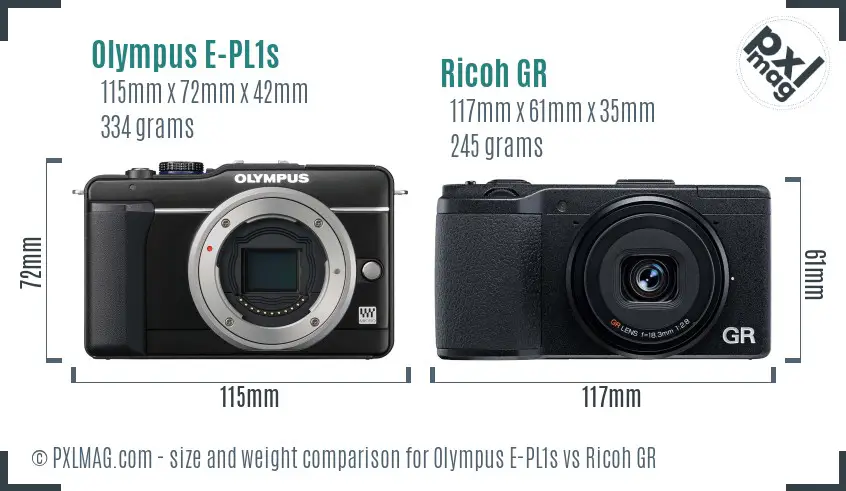 Olympus E-PL1s vs Ricoh GR size comparison Olympus E-PL1s vs Ricoh GR size comparison