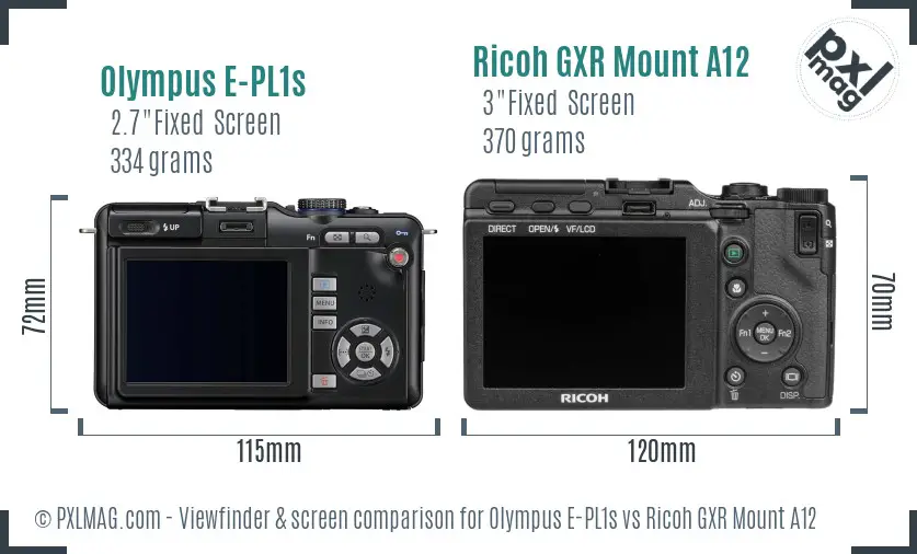 Olympus E-PL1s vs Ricoh GXR Mount A12 Screen and Viewfinder comparison