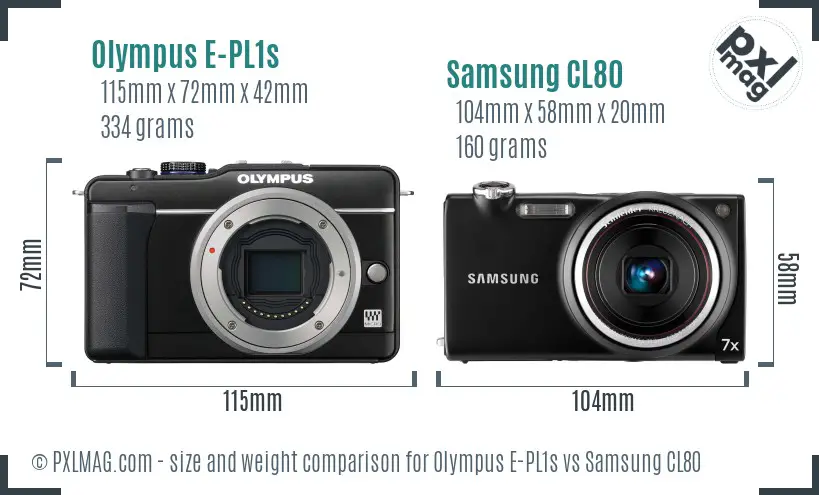 Olympus E-PL1s vs Samsung CL80 size comparison Olympus E-PL1s vs Samsung CL80 size comparison