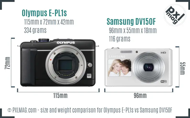 Olympus E-PL1s vs Samsung DV150F size comparison Olympus E-PL1s vs Samsung DV150F size comparison