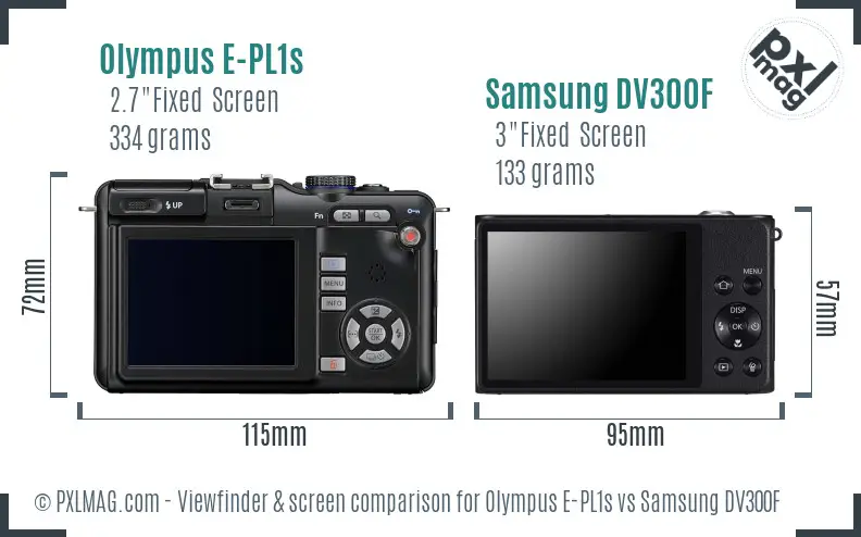 Olympus E-PL1s vs Samsung DV300F Screen and Viewfinder comparison