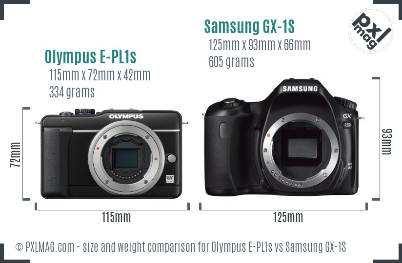 Olympus E-PL1s vs Samsung GX-1S size comparison Olympus E-PL1s vs Samsung GX-1S size comparison