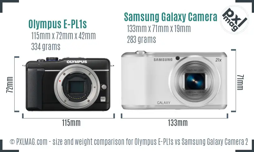 Olympus E-PL1s vs Samsung Galaxy Camera 2 size comparison Olympus E-PL1s vs Samsung Galaxy Camera 2 size comparison