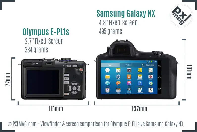 Olympus E-PL1s vs Samsung Galaxy NX Screen and Viewfinder comparison