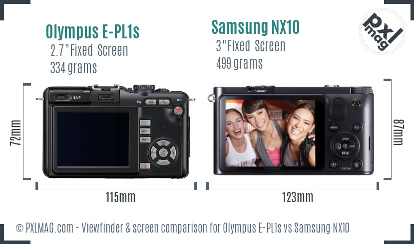 Olympus E-PL1s vs Samsung NX10 Screen and Viewfinder comparison