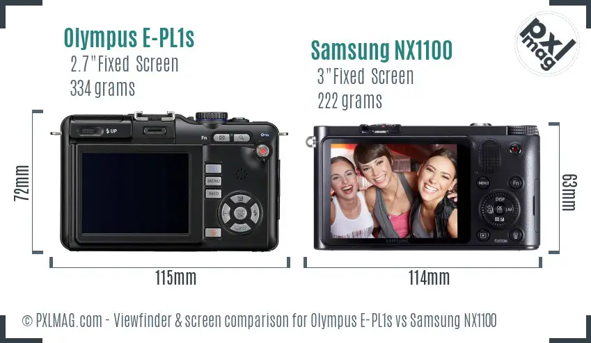 Olympus E-PL1s vs Samsung NX1100 Screen and Viewfinder comparison Olympus E-PL1s vs Samsung NX1100 Screen and Viewfinder comparison