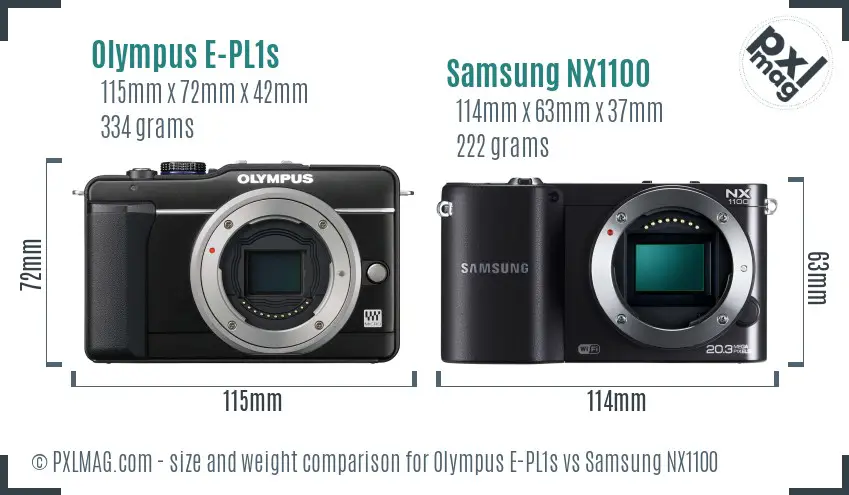 Olympus E-PL1s vs Samsung NX1100 size comparison Olympus E-PL1s vs Samsung NX1100 size comparison