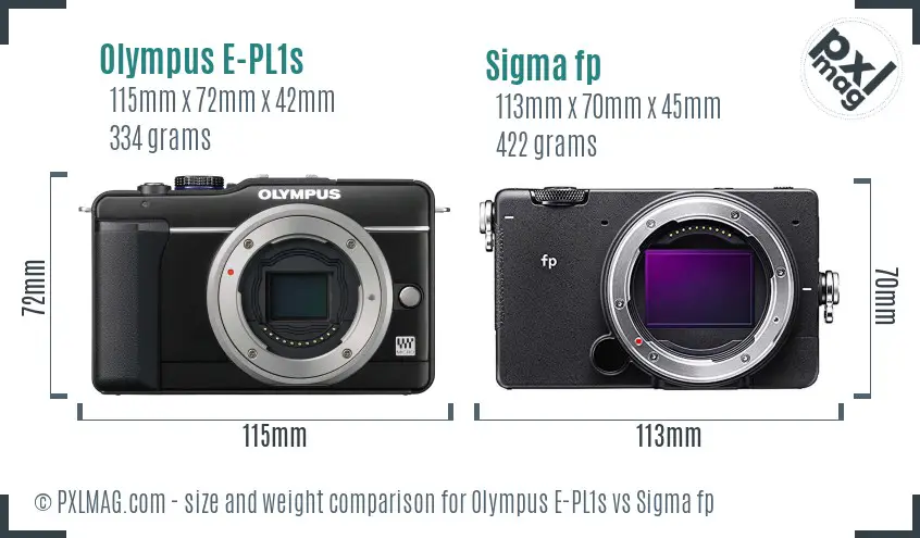 Olympus E-PL1s vs Sigma fp size comparison