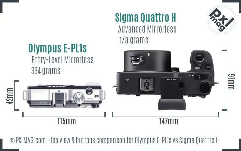 Olympus E-PL1s vs Sigma Quattro H top view buttons comparison
