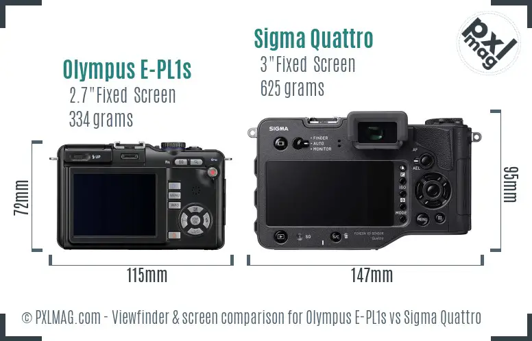 Olympus E-PL1s vs Sigma Quattro Screen and Viewfinder comparison