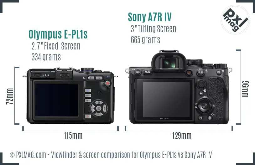 Olympus E-PL1s vs Sony A7R IV Screen and Viewfinder comparison