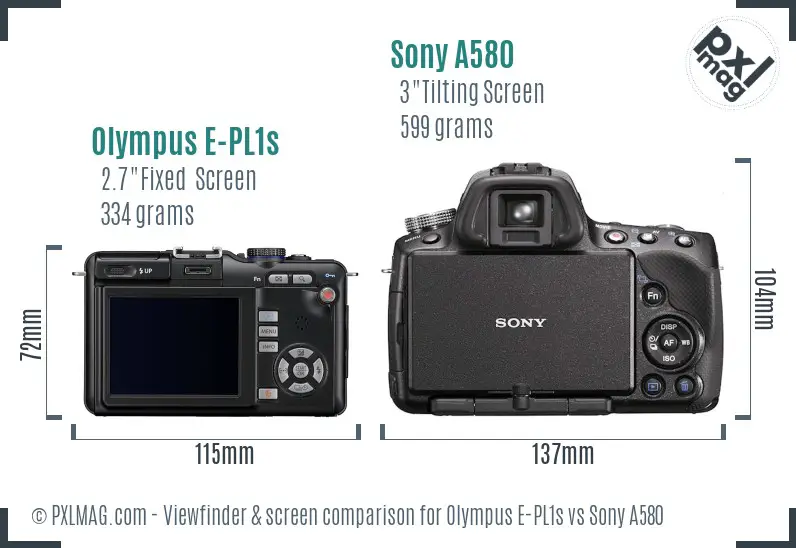 Olympus E-PL1s vs Sony A580 Screen and Viewfinder comparison