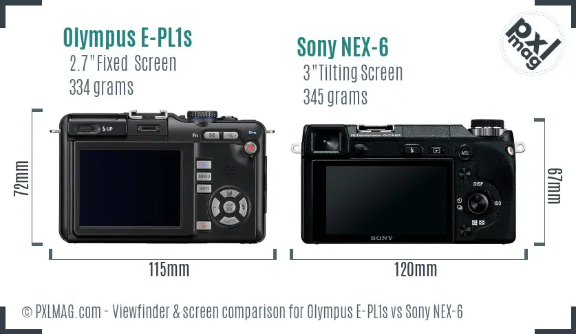 Olympus E-PL1s vs Sony NEX-6 Screen and Viewfinder comparison