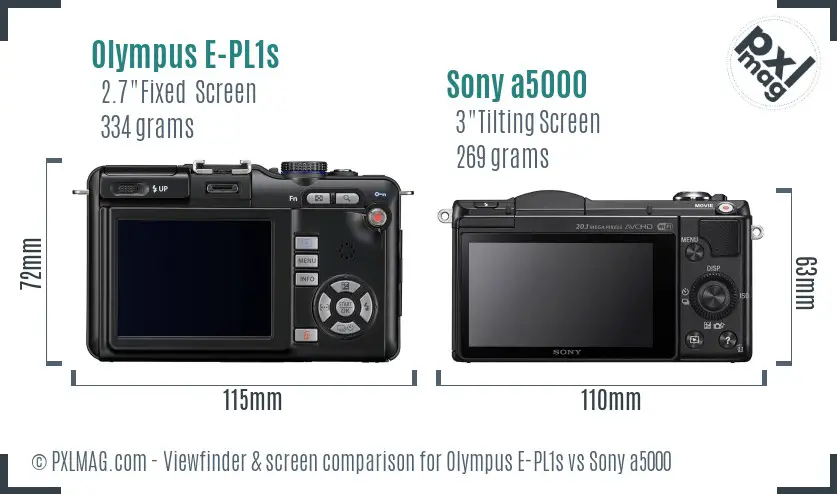 Olympus E-PL1s vs Sony a5000 Screen and Viewfinder comparison Olympus E-PL1s vs Sony a5000 Screen and Viewfinder comparison
