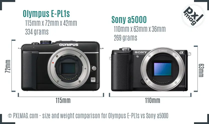 Olympus E-PL1s vs Sony a5000 size comparison Olympus E-PL1s vs Sony a5000 size comparison